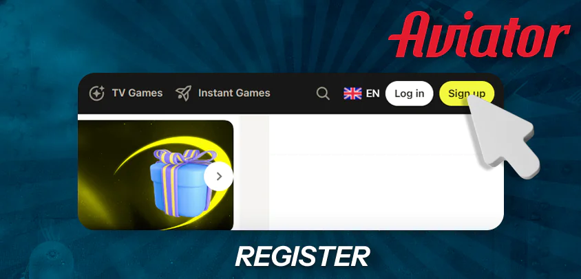Open the registration form play Aviator game